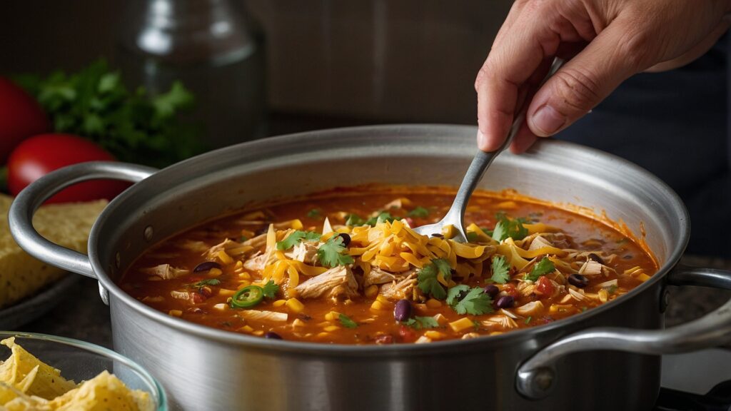 Chicken Enchilada soup cooking