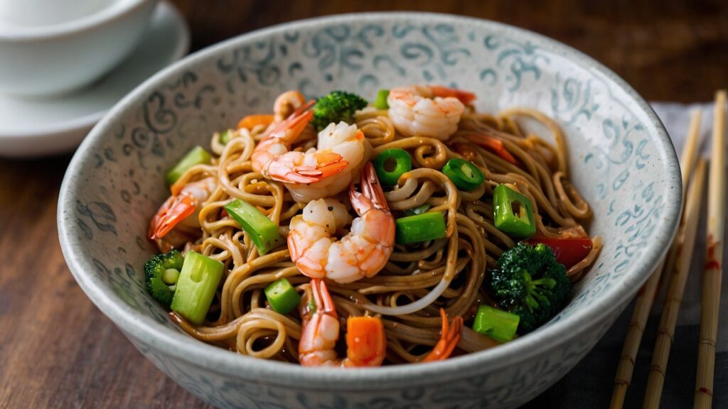 finished shrimp lo mein