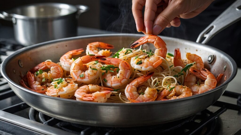 shrimp lo mein cooking 2