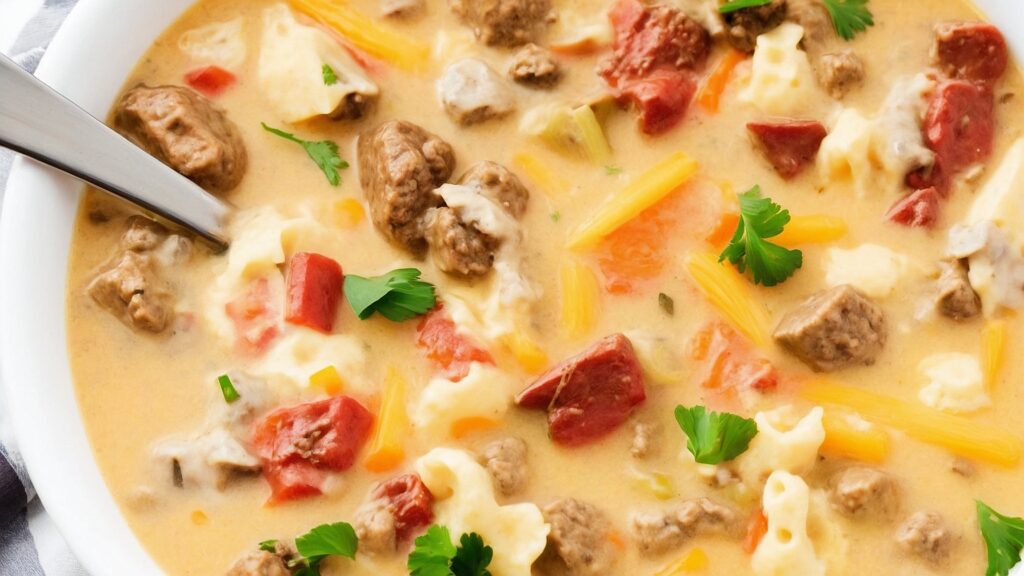 Slow Cooker Cheeseburger Soup